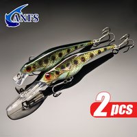 ANFS 2pcs Colorful Sinking Minnow Fishing Lure Kit-Colorful Printing assorted two realistic design,Perfect for Catching Big Fish