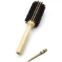 6 Sizes Wood Handle Boar Bristles Round Brush Removable Tail Professional Barber Salon Hairdressing Hair Brush Hair Round Comb