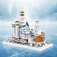 Winter Snow Castle Micro Building Blocks Ornament, European Fairy Tale Snow Palace Desktop Collectible Decor Gift