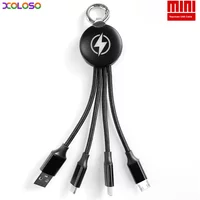 3 in 1 USB Cable Keychain LED keychain charger portable for C Multi Charger Cable for iPhone 14 12 Xiaomi Huawei Fast Charging