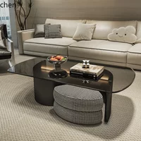 H5.26 advanced creative glass coffee table light luxury minimalist tea table living room home modern simple small apartment