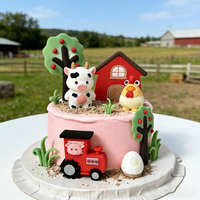 Farm Theme Cake Topper Farm Animal Cow Tractor Chicks For Baby Shower Birthday Party Cake Decoration Supplies Props Kit