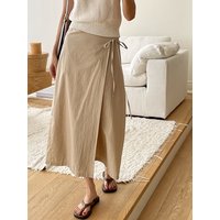 Chic High Waist Long A-Line Skirt Women's Retro Personality Side Bow Tie Slimming Midi Skirt Korean Style Commute Dress