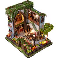DIY Wooden Miniature Model Kits Garden Pavilion Cottage 3D Puzzle Dollhouse With Furniture for Friends Birthday Gifts