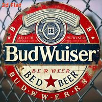 Vintage BudWuiser Beer Logo Round Metal Tin Sign Retro Rustic Bar Pub Wall Decor Art Plaque for Man Cave Garage Home Decor