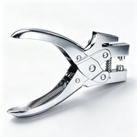 2-in-1 Punch Tool Eyelet Pliers 5mm Hole Punch & Rivet Tool, Chrome Plated Handheld Puncher for Paper PVC Film Photo Leather
