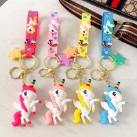 Creative Cute Little Rainbow Cartoon Unicorn Key Chain for Men and Women, Car Bag Pendant, Small Gifts