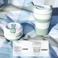 350ML Food-Grade Silicone Folding Cup Portable Travel Mug with Lid Leak Proof Collapsible Reusable for Hot Cold Drinks Outdoor