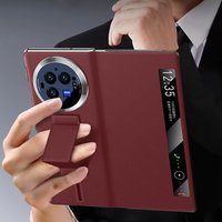 LANGSIDI Smart Flip Case for Honor Magic V3 V2 Vs2 Cowhide Genuine Leather Magnetic Wrist Strap Stand Kickstand Back Cover
