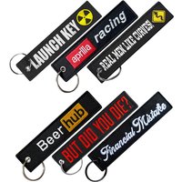 Launch Key Beer Hub But Did You Die Both Sides Embroidery Patterns Funny Keychain Motorcycle Red Tag Keychain