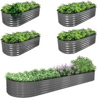 Metal Planter Box Galvanized for Vegetables and Flowers Low Rectangular Raised Garden Bed Outdoor Heat-resistant Home