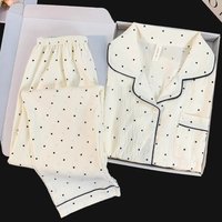 Sweet Polka Dot Pajamas for Women Long-Sleeved Spring and Autumn Set Cardigan Outside Soft Sleepwear Homewear Student Nightwear