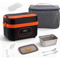 1,5L Kabellose Elektrische Lunchbox mit Timer-Funktion, eingebautem 21000-mAh-Schnellheizgerät, Edelstahlschüssel für Büro, Auto, Outdoor-Reisen