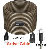 USB 2.0 Extension Cord USB A-Male to A-Female, USB-A to USB-B Active Repeater Long Cable for PC Computer Printer Scanner