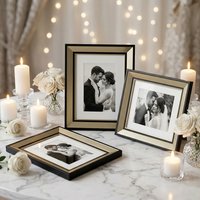 2Pcs Elegant Black & Brushed Gold Picture Frame With Mat Two-Tone Photo Frame For Painting Display Modern Luxury Wall Desk Decor