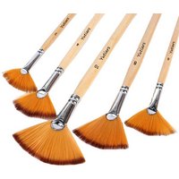 5/10pcs Paint Brushes Set Fan Brushes Acrylic Paint Brushes Oil Painting Brush with Nylon Hair Short Wood Handle Brush