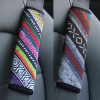 Universal Car Seat Seat Belt Cover Shoulder Pad Comfort Seatbelt Strap Padding Boho Ethnic Style Decor Auto Accessories Interior