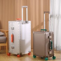2026 New All Aluminum-magnesium Alloy Suitcase High Quality Matal Luggage 27 inch Trolley Case 20 inch Carrier TSA Lock