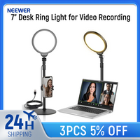 NEEWER Basics 7" Desk Ring Light for Video Recording, 10W Dimmable Full Screen Key Lighting for iPhone Computer Laptop