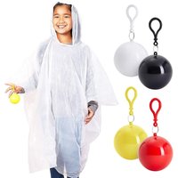 Disposable Rain Ponchos with Hood and Attachable Round Case Clear Plastic Raincoats for Emergency Girls Boys (random color)