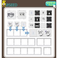BSEED Button Switch Module USB Phone Charge Socket Parts Wall Light Switch Key Insert Plastic Frame Combination EG Series White
