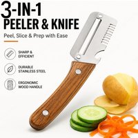 Fruit Vegetable Peeler Stainless Steel Paring Knife with Ergonomic Wood Handle Practical Kitchen Gadget for Daily Cooking Use