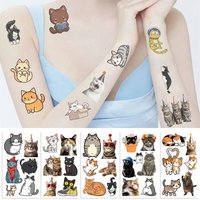 10pcs/set Cartoon Kawaii Cat Temporary Tattoos Sticker Cute Cat Tattoo Art For Girls Boys Birthday Supplies Favors