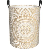 Custom Mandala Gold Laundry Hamper Large Clothes Storage Basket Boho Floral Pattern Toy Bin Organizer for Nursery