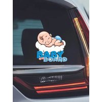 Baby On Board Car Sticker Cute Sleeping Boy Girl Baby Cloud Cartoon Vinyl Decal Warning Sign For Car Window Safety Stickers