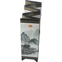 Oriental Office Wooden Screen Divider Separator Retro Chinese Privacy Small Mini Folding Room Partition Crafts 48*24*0.6cm