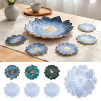 Flower Tea Tray Silicone Mold Casting Kit DIY Large & Small Flower Coasters Tray Epoxy Resin Molds Decoration Tools