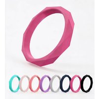 Sports Rhombus Silicone Ring 10 Color for Women Wedding Rubber Bands Hypoallergenic Flexible Finger Rings