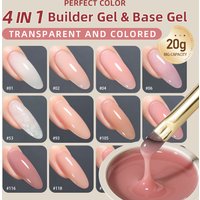 PERFECT COLOR 20g 4-in-1 Builder Nail Gel Jelly Nude Pink Gel Nail Polish Set 12 Color Extension for DIY Salon Girls Home UV Gel