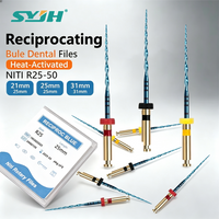 6er-Set SYJH Dental NITI Rotierende Wurzelkanalfeilen, blau, wärmeaktiviert, reciprozierte Endodontiefeilen 21mm 25mm 31mm für den Motorbetrieb