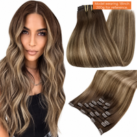 Extensions de cheveux humains pleine brillance pince dans les Extensions de cheveux cheveux humains 7 pièces 105G Double trame Extensions de cheveux cheveux humains pour femme