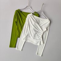 V-neck Long Sleeved Yoga Suit T-shirt for Slimming and Running Training Fitness Suit as a Base Worn Externally Women Clothing