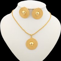 2025 Trend African Jewelry Set for Ladies Round Beads Earrings and Pendant Plated Necklace Earrings Party Jewelry Set