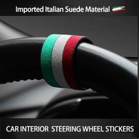 Suede Car Interior Steering Wheel Cover Sticker Germany Italy Spain Russia National Flag Styling Strip For Universal Models