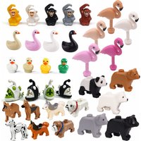 MOC Animal Building Blocks Set Police Dog, Husky, Bulldog Monkey swan Flamingo Panda DIY Mini Bricks Toy Gift