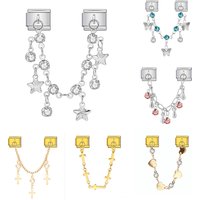 Trendy Classic Cross Heart Star Butterfly Chain Italian Charm Link fit 9mm Stainless Steel Bracelet DIY Beads Making Jewelry