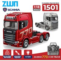 HUINA 1501 2.4G RC Truck With Light 1:18 4WD Full Scale 19CH Remote Control Car Alloy Heavy Truck Trailer Model Toy For Kid Gift