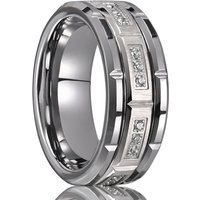 8mm Fashion White Zircon Tungsten Carbide Ring, Men's Wedding Ring, Suitable for Daily Wear, Jewelry Gift