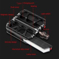 Mountain Bicycles Pedals Flat Pedals Bicycles LED Platform Nonslip Pedals 9/16" Nonslip Wide Platform Bicycles Pedals