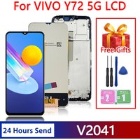 6.58"Screen For Vivo Y72 5G LCD V2041 Display With Frame Touch Screen Digitizer Assembly For vivo y72 5g (India) V2060 LCD