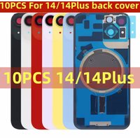 10Pcs Replacement For iPhone 14 Plus Back Battery Glass Housing Cover Rear Door Frame Bezel Metal Plate With Camera Lens