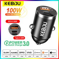 100w qc 3,0 pd Mini-Auto ladegerät Typ c Schnell ladung 3,0 2 Port 5a Schnell lade adapter 12V 24V für iPhone Xiaomi Handy
