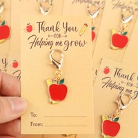 10/15pcs 2dBack-to-School Series Ruler and Apple Keychain Set Comes with a thank-you card for helping me grow Decorates various