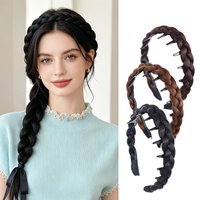 Synthetic Fiber Voluminous Braided Wig Headband – High Crease Style, All Day Comfort, Effortless Root Volume
