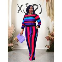 Curvy Woman Clothes Plus Size Autumn 2 Piece Outfit Set Elegant Pants and Blouse Set Ladies Casual Outfits