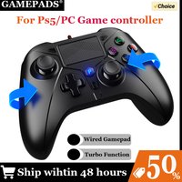 Gamepad For PS5/PC Console Wired Dualsense Support Vibration Function/Turbo/3.5mm Trrs/Programming Turpow ps5 game controller